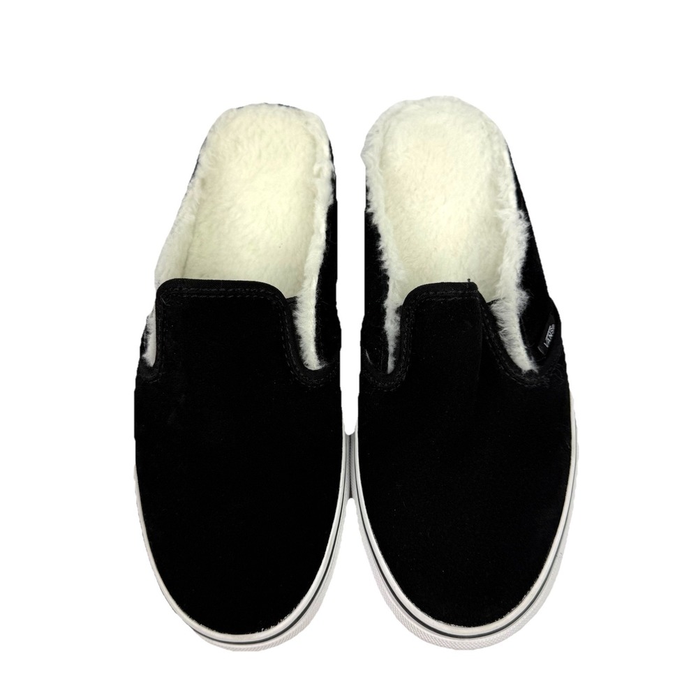 Vans Old Skool‎ Mule Shoes 9 Womens Lined Black Suede Slip On Unisex Skate
